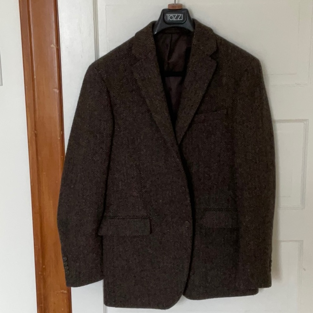 Brown Herringbone Wool Sport Coat Blazer